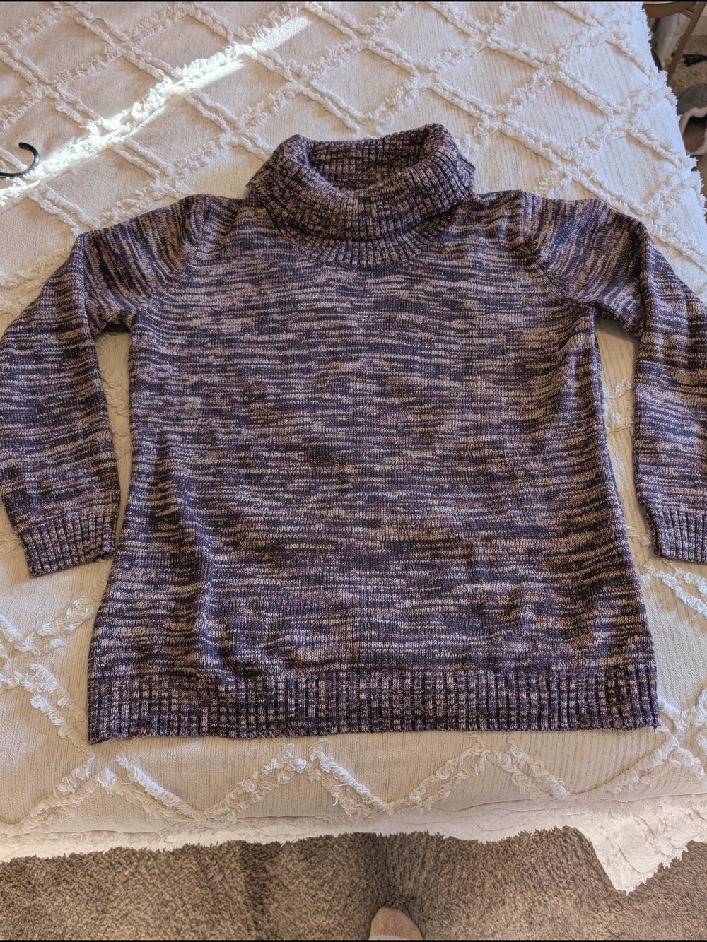 Basic Editions Marled Purple Cowl Neck Sweater